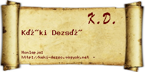 Kéki Dezső névjegykártya
